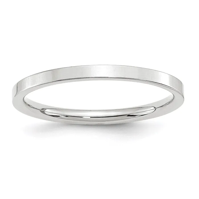 Solid 18K White Gold 2mm Standard Flat Comfort Fit MensWomens Wedding Band Ring Size 13 Goldia Rings
