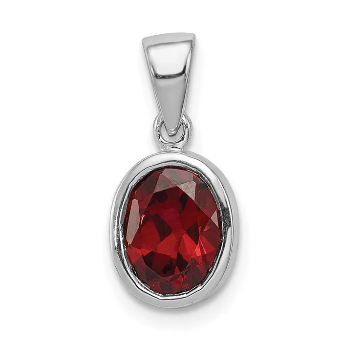 Sterling Silver Rhodium Garnet Pendant Goldia Necklaces