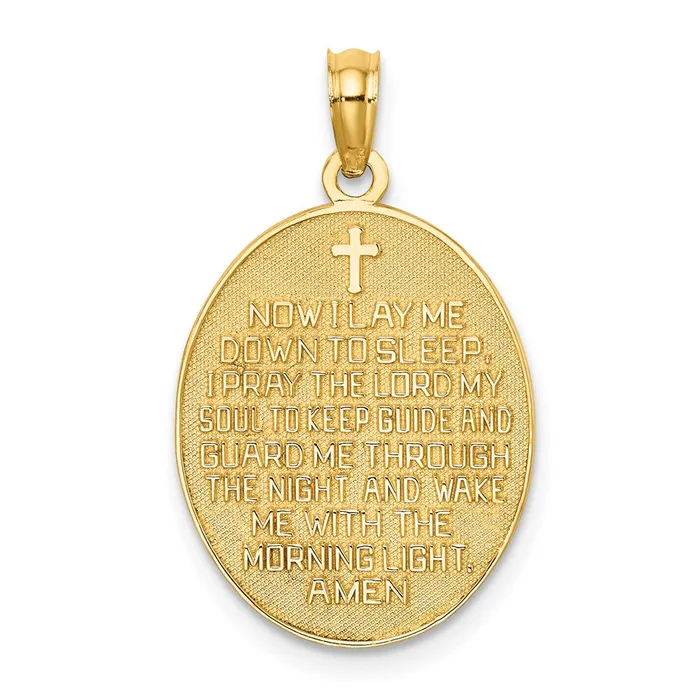 14k wRhodium Reversible CHILDS PRAYER wGirl Charm TreasureFineJewelers Charm Necklaces