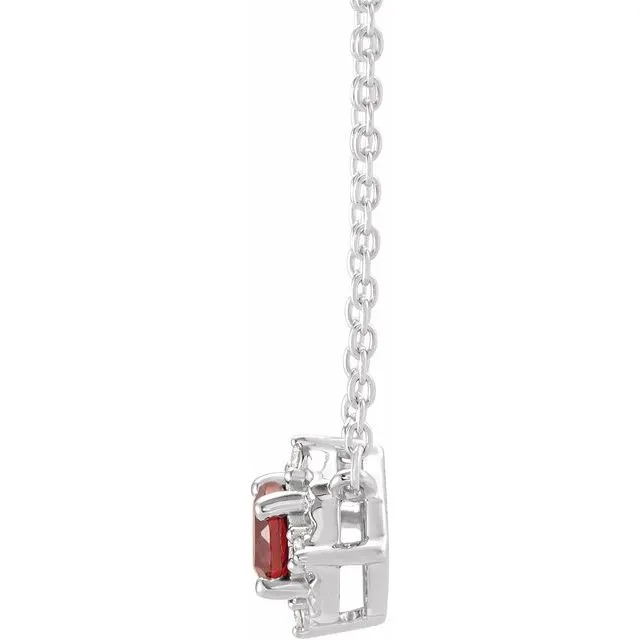 14K White Gold Natural Mozambique Garnet 04 CTW Natural Diamond HaloStyle 18 Necklace TreasureFineJewelers Necklaces