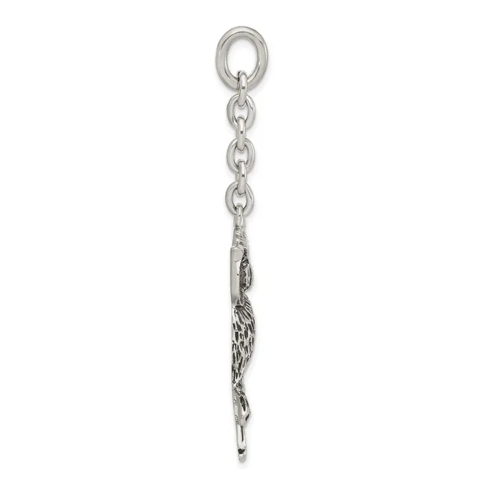 Bracelets Stainless Steel Antiqued Owl w CZ Interchangeable Charm Pendant TreasureFineJewelers