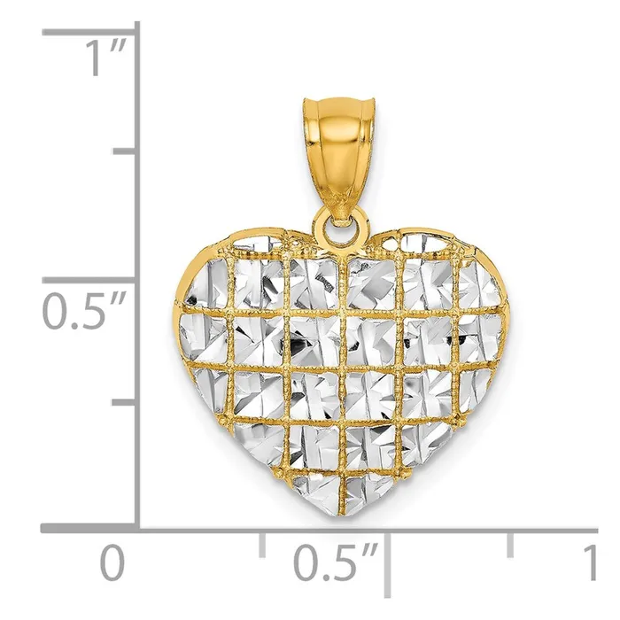 Charm Necklaces 10K W Rhodium DC Heart Charm TreasureFineJewelers
