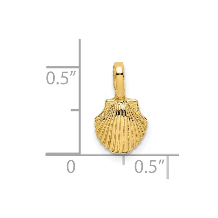 Charm Necklaces TreasureFineJewelers 14K Mini Scallop Shell Charm