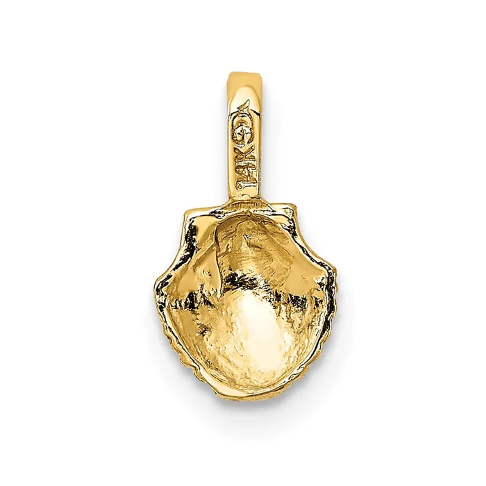 Charm Necklaces TreasureFineJewelers 14K Mini Scallop Shell Charm