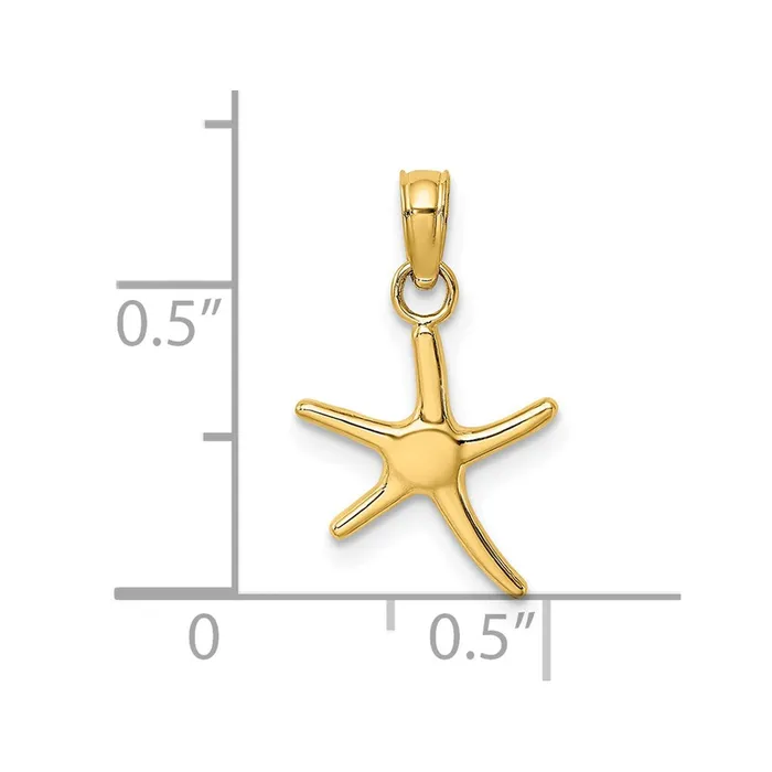 Charm Necklaces TreasureFineJewelers 14K Polished Mini Dancing Starfish Charm
