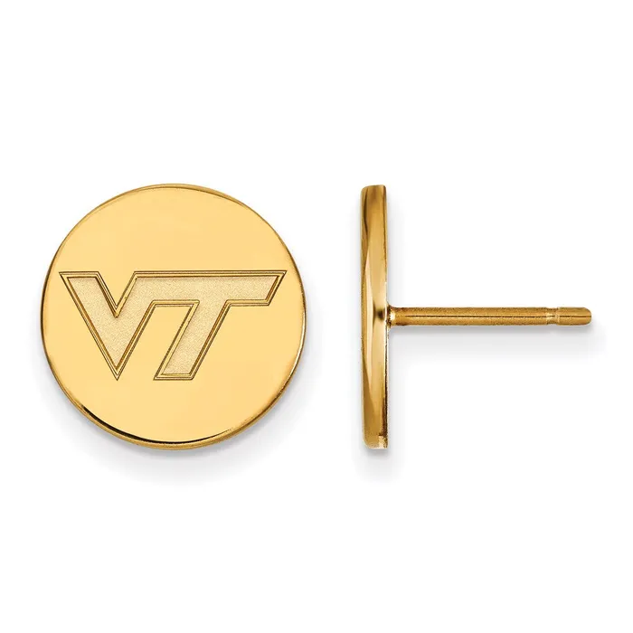 Earrings TreasureFineJewelers Sterling Silver Goldplated Virginia Tech VT Small Disc Earrings