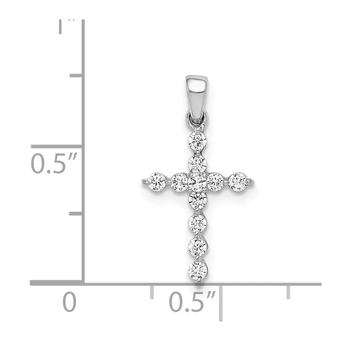 Necklaces TreasureFineJewelers 14k White Gold 14ct Diamond Cross Pendant