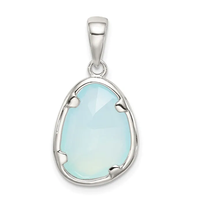 Necklaces TreasureFineJewelers Sterling Silver Blue Chalcedony Stone Pendant