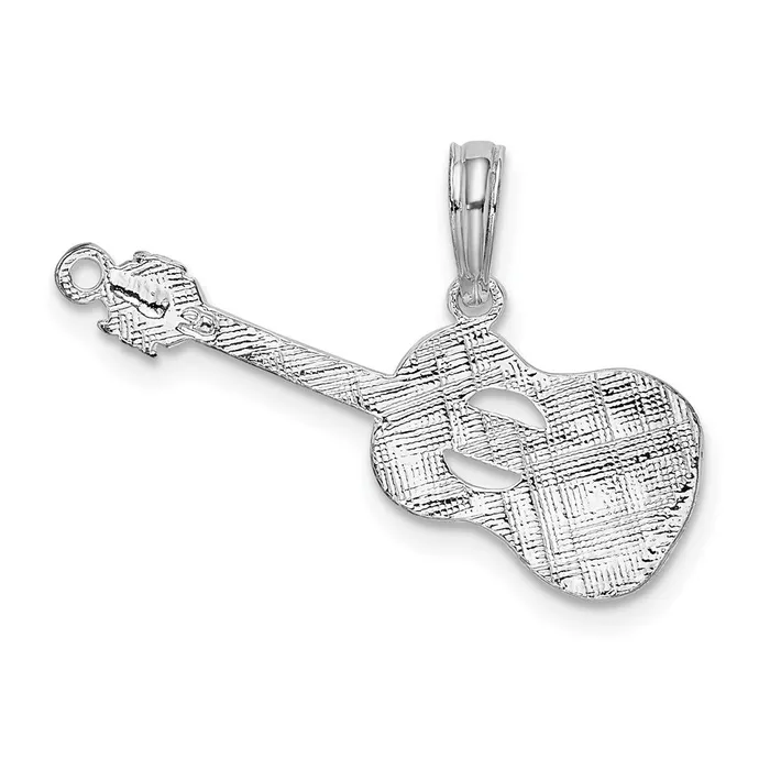 Necklaces TreasureFineJewelers Sterling Silver Polished Guitar Pendant