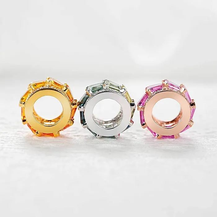 Necklaces Trendolla Jewelry 14k Gold Lucky Wheel Tricolor Sapphire Necklace