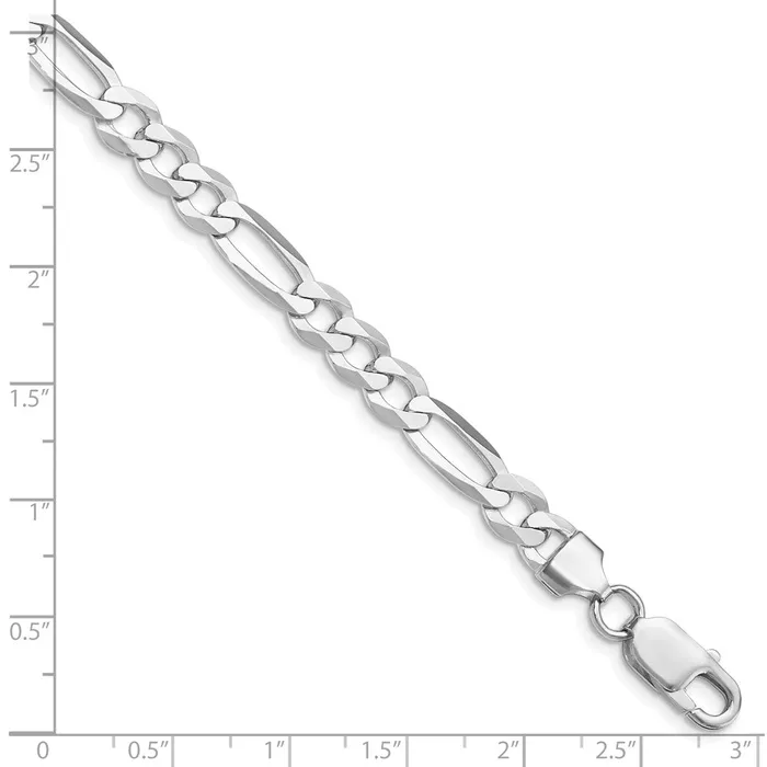 Rings TreasureFineJewelers Sterling Silver Rhodiumplated 75mm Lightweight Flat Figaro Chain