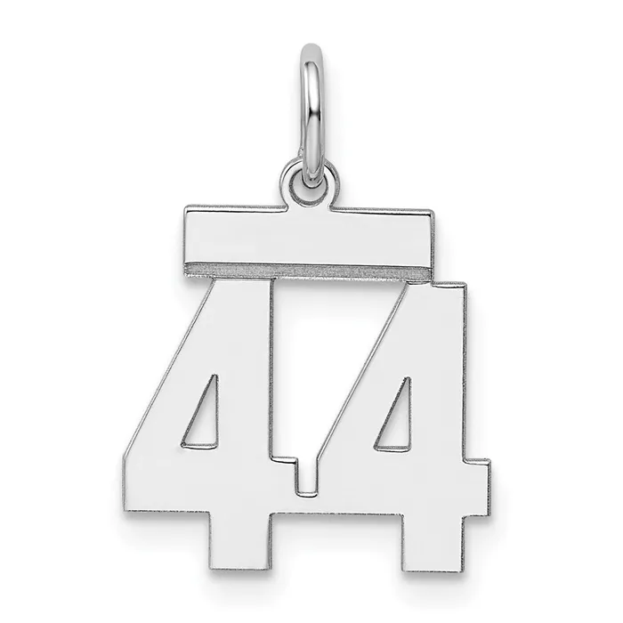 Rings TreasureFineJewelers Sterling SilverRhodiumplated Polished Number 44 Charm