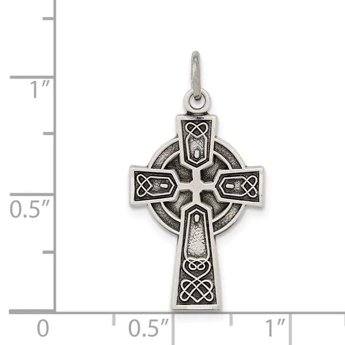Sterling Silver Antiqued Satin Celtic Cross Pendant TreasureFineJewelers Necklaces