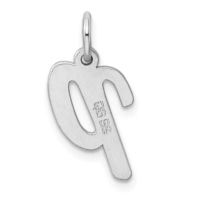 Sterling Silver Rhodiumplated Script Letter P Initial Charm TreasureFineJewelers Necklaces