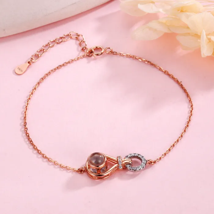 Teardrop Shape Diamond Projection Necklace with Picture Inside Trendolla Jewelry Necklaces