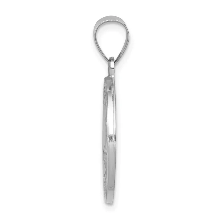 TreasureFineJewelers 14k White Gold Polished and Satin St Florian Medal Hollow Pendant Necklaces