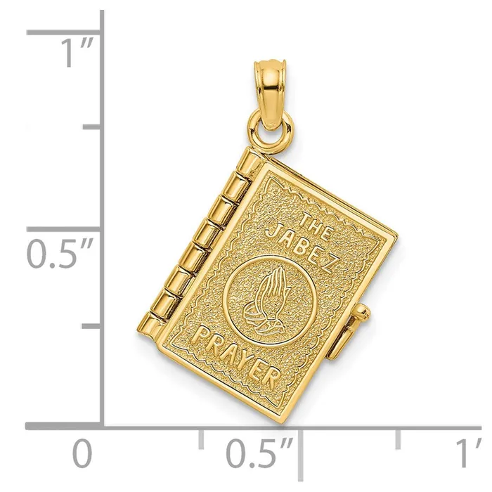 TreasureFineJewelers Charm Necklaces 14K 3D w Moveable Pages Prayer Of Jabez Book Charm