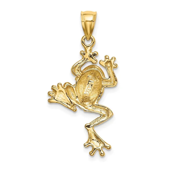 TreasureFineJewelers Charm Necklaces 14K Frog w Textured Back Charm