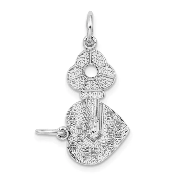 TreasureFineJewelers Charm Necklaces 14k White Gold Key and Heart Breakapart Charm