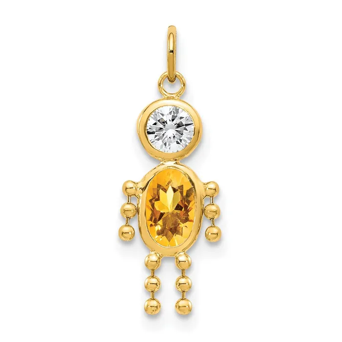 TreasureFineJewelers Charm Necklaces 14k Yellow Gold November Boy Birthstone Charm