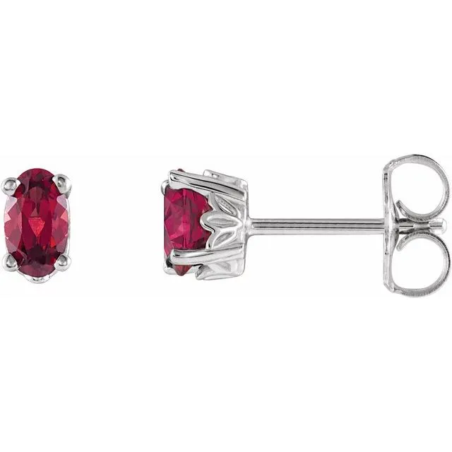TreasureFineJewelers Earrings 14K White Gold Natural Mozambique Garnet Earrings