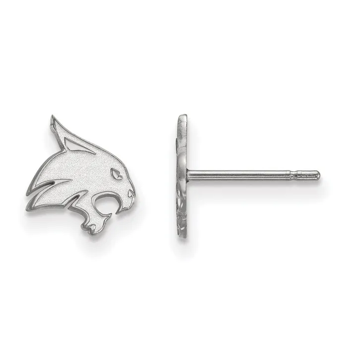 TreasureFineJewelers Earrings 14k White Gold Texas State University Bobcat Extra Small Post Earrings