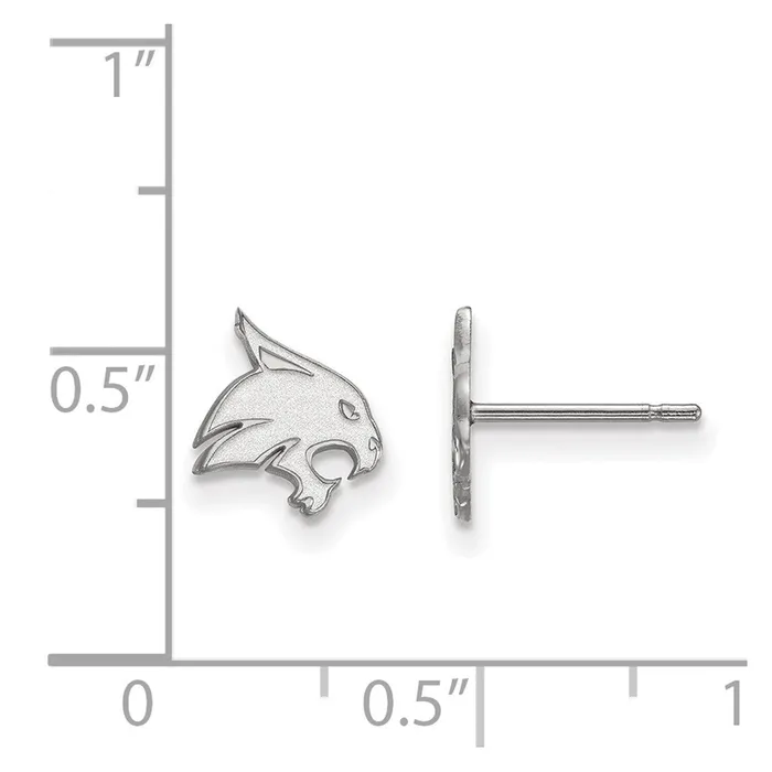 TreasureFineJewelers Earrings 14k White Gold Texas State University Bobcat Extra Small Post Earrings