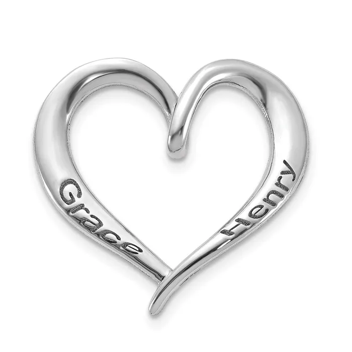 TreasureFineJewelers Necklaces 10K White Gold Personalized Antiqued Heart Slide