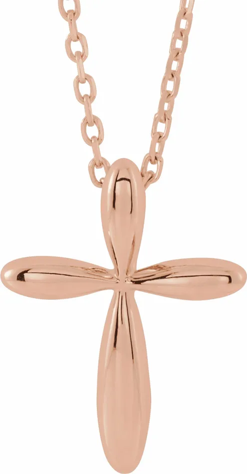 TreasureFineJewelers Necklaces 14K Rose Gold 1465x112 mm Cross 1618 Necklace