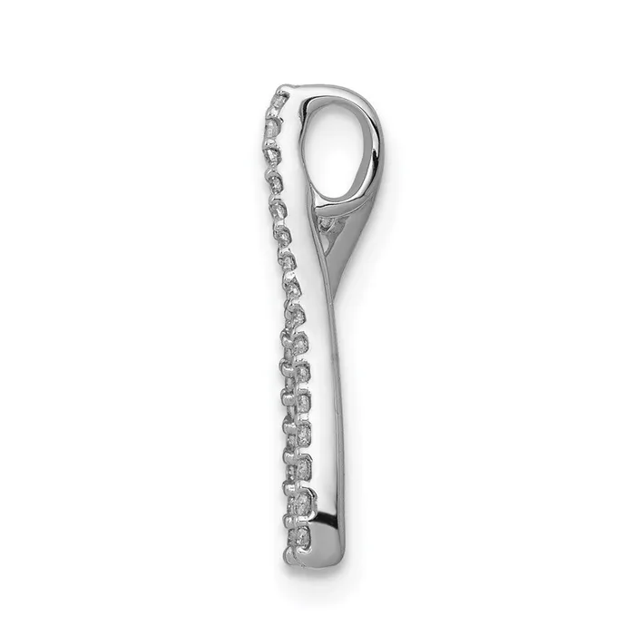 TreasureFineJewelers Necklaces 14k White Gold Diamond Wishbone Chain Slide