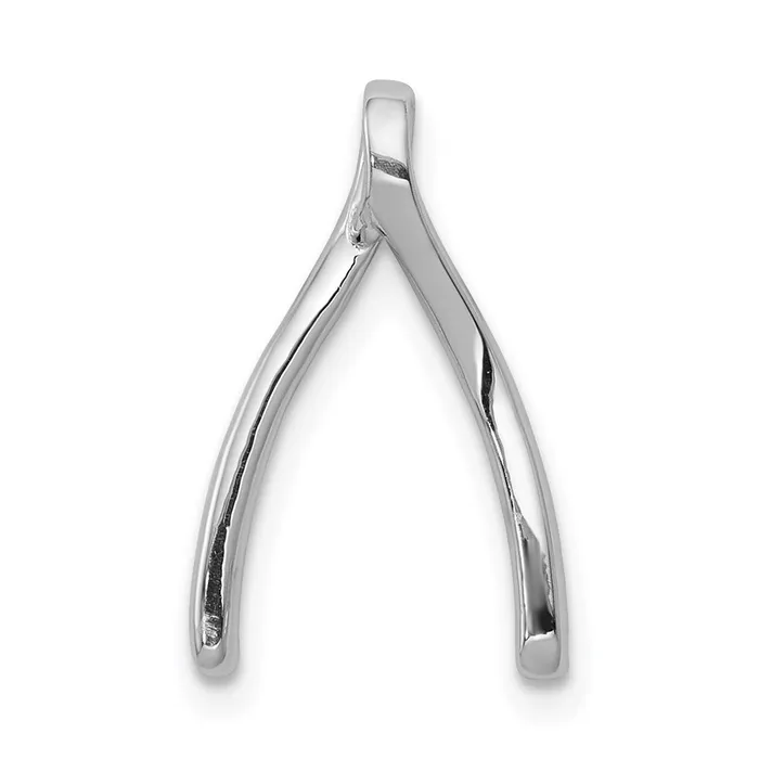 TreasureFineJewelers Necklaces 14k White Gold Diamond Wishbone Chain Slide