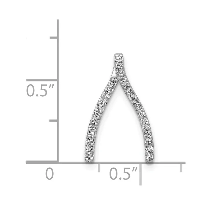 TreasureFineJewelers Necklaces 14k White Gold Diamond Wishbone Chain Slide