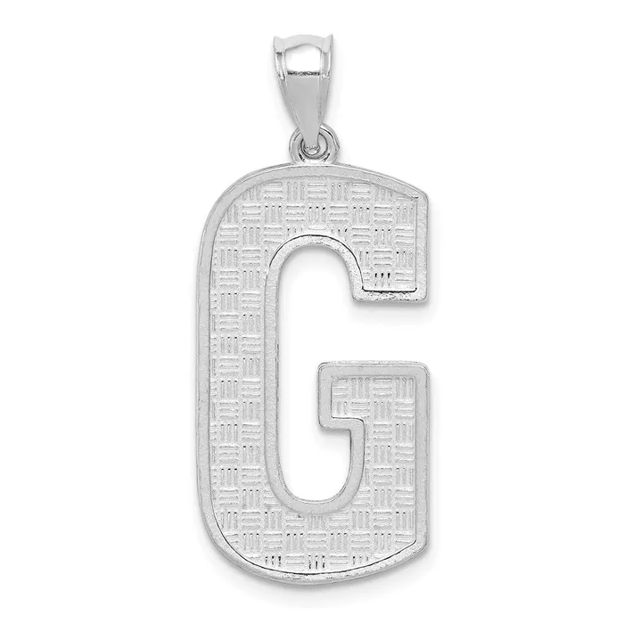 TreasureFineJewelers Necklaces Sterling Silver Rhodiumplated Letter G Initial Pendant