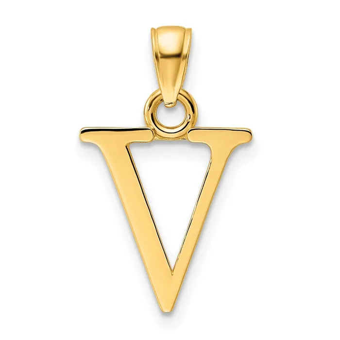 TreasureFineJewelers PreStyled Sets 14k Yellow Gold Polished Letter V Pendant