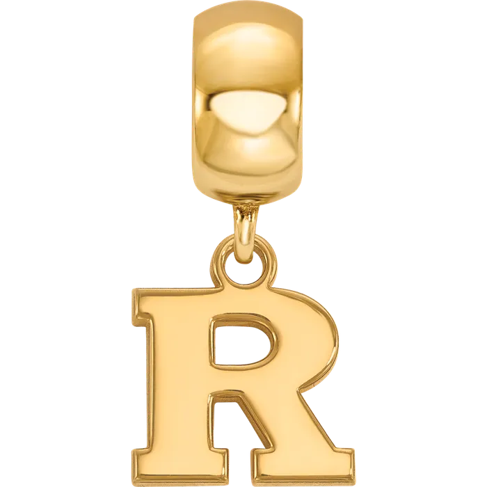TreasureFineJewelers Rings Sterling Silver Goldplated LogoArt Rutgers University Letter R Extra Small Dangle Bead Charm
