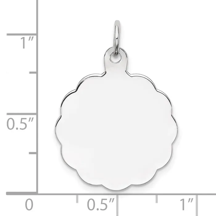 TreasureFineJewelers Sterling Silver Rhplt Engraveable Polished FrontSatin Back Disc Charm Rings