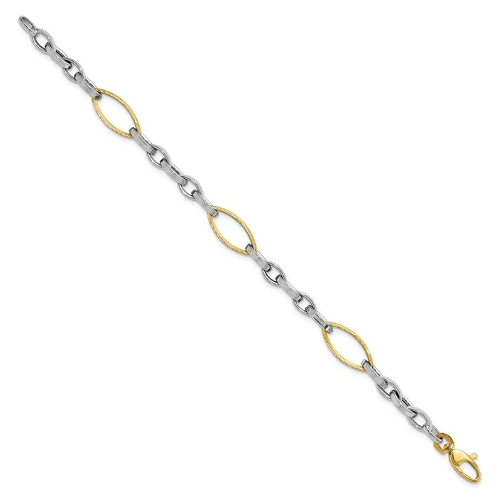 14K Twotone Polished Satin DC Fancy Link BraceletWBCFB195875 WB Choice Jewelry Bracelets 14K Twotone Polished Satin DC Fancy Link BraceletWBCFB195875 WB Choice Jewelry Bracelets
