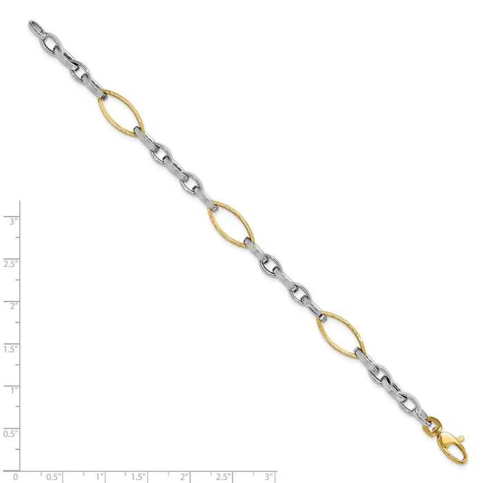 14K Twotone Polished Satin DC Fancy Link BraceletWBCFB195875 WB Choice Jewelry Bracelets 14K Twotone Polished Satin DC Fancy Link BraceletWBCFB195875 WB Choice Jewelry Bracelets