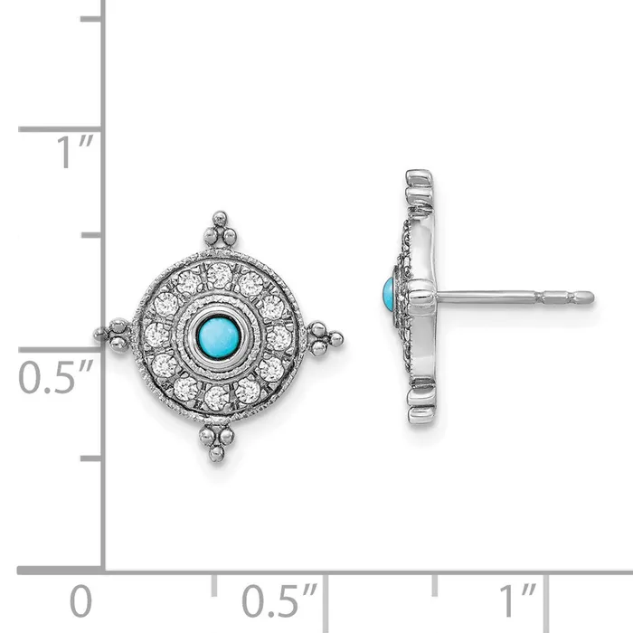 14k White Gold Turquoise and White Topaz EarringsWBCEM7422BTQW WB Choice Jewelry Earrings
