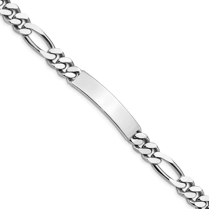Bracelets Sterling Silver Rhodiumplated Engraveable Figaro Link ID BraceletWBCQID9385 WB Choice Jewelry Bracelets Sterling Silver Rhodiumplated Engraveable Figaro Link ID BraceletWBCQID9385 WB Choice Jewelry
