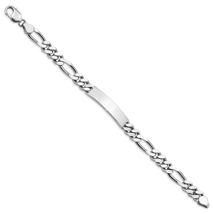 Bracelets Sterling Silver Rhodiumplated Engraveable Figaro Link ID BraceletWBCQID9385 WB Choice Jewelry Bracelets Sterling Silver Rhodiumplated Engraveable Figaro Link ID BraceletWBCQID9385 WB Choice Jewelry