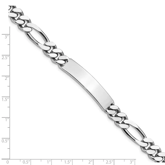 Bracelets Sterling Silver Rhodiumplated Engraveable Figaro Link ID BraceletWBCQID9385 WB Choice Jewelry Bracelets Sterling Silver Rhodiumplated Engraveable Figaro Link ID BraceletWBCQID9385 WB Choice Jewelry