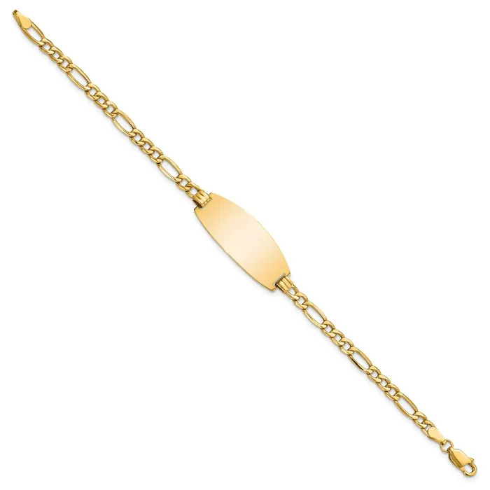 Bracelets WB Choice Jewelry 14k Semisolid Oval Figaro ID BraceletWBCLID928 Bracelets WB Choice Jewelry 14k Semisolid Oval Figaro ID BraceletWBCLID928