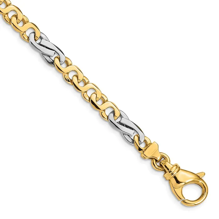 Bracelets WB Choice Jewelry 14K Twotone 58mm Polished Fancy Link BraceletWBCLK5237 Bracelets WB Choice Jewelry 14K Twotone 58mm Polished Fancy Link BraceletWBCLK5237