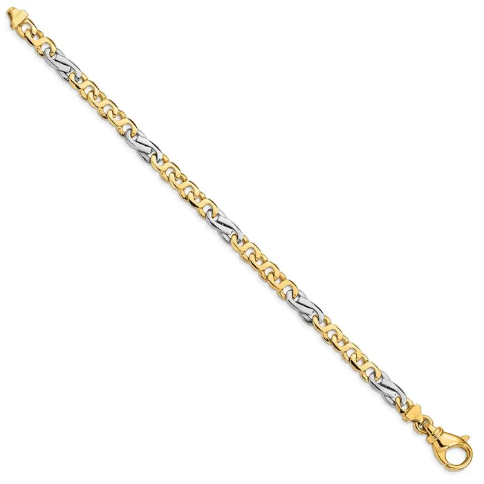 Bracelets WB Choice Jewelry 14K Twotone 58mm Polished Fancy Link BraceletWBCLK5237 Bracelets WB Choice Jewelry 14K Twotone 58mm Polished Fancy Link BraceletWBCLK5237