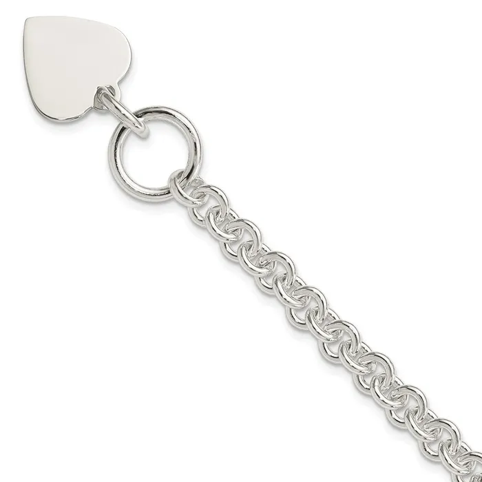 Bracelets WB Choice Jewelry Sterling Silver Engraveable Heart Disc on Fancy Link Toggle BraceletWBCQG1149875 Bracelets WB Choice Jewelry Sterling Silver Engraveable Heart Disc on Fancy Link Toggle BraceletWBCQG1149875