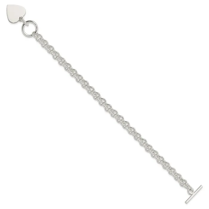 Bracelets WB Choice Jewelry Sterling Silver Engraveable Heart Disc on Fancy Link Toggle BraceletWBCQG1149875 Bracelets WB Choice Jewelry Sterling Silver Engraveable Heart Disc on Fancy Link Toggle BraceletWBCQG1149875