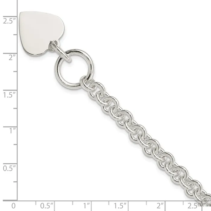 Bracelets WB Choice Jewelry Sterling Silver Engraveable Heart Disc on Fancy Link Toggle BraceletWBCQG1149875 Bracelets WB Choice Jewelry Sterling Silver Engraveable Heart Disc on Fancy Link Toggle BraceletWBCQG1149875