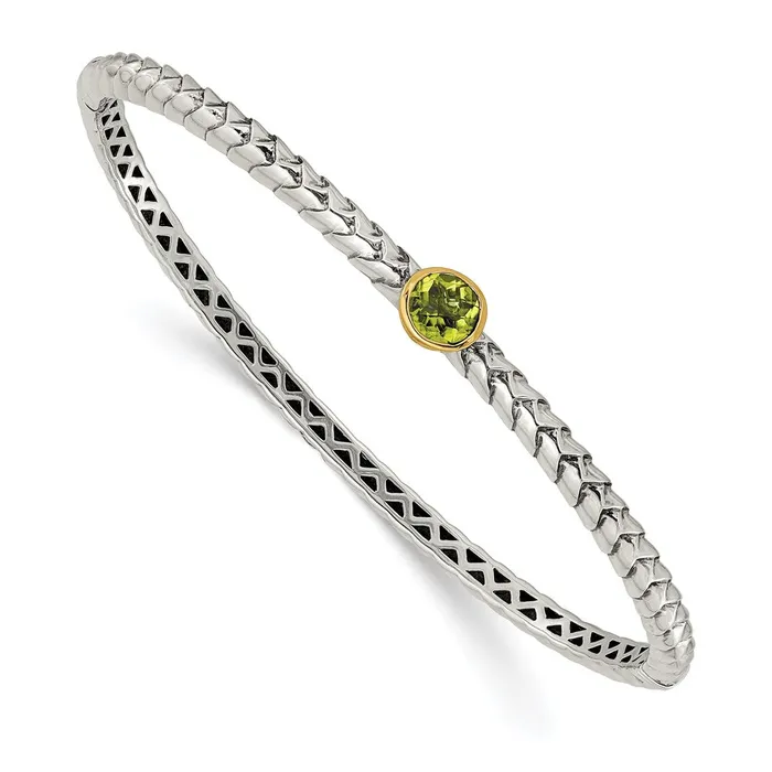 Bracelets WB Choice Jewelry Sterling Silver w14k Peridot Bangle BraceletWBCQTC139 Bracelets WB Choice Jewelry Sterling Silver w14k Peridot Bangle BraceletWBCQTC139