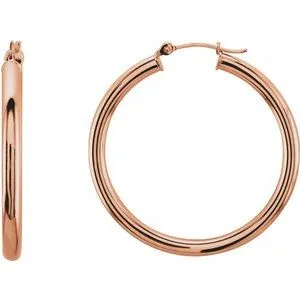 Earrings 14K Rose 35 mm Tube Hoop Earrings208266005PSTWBC WB Choice Jewelry